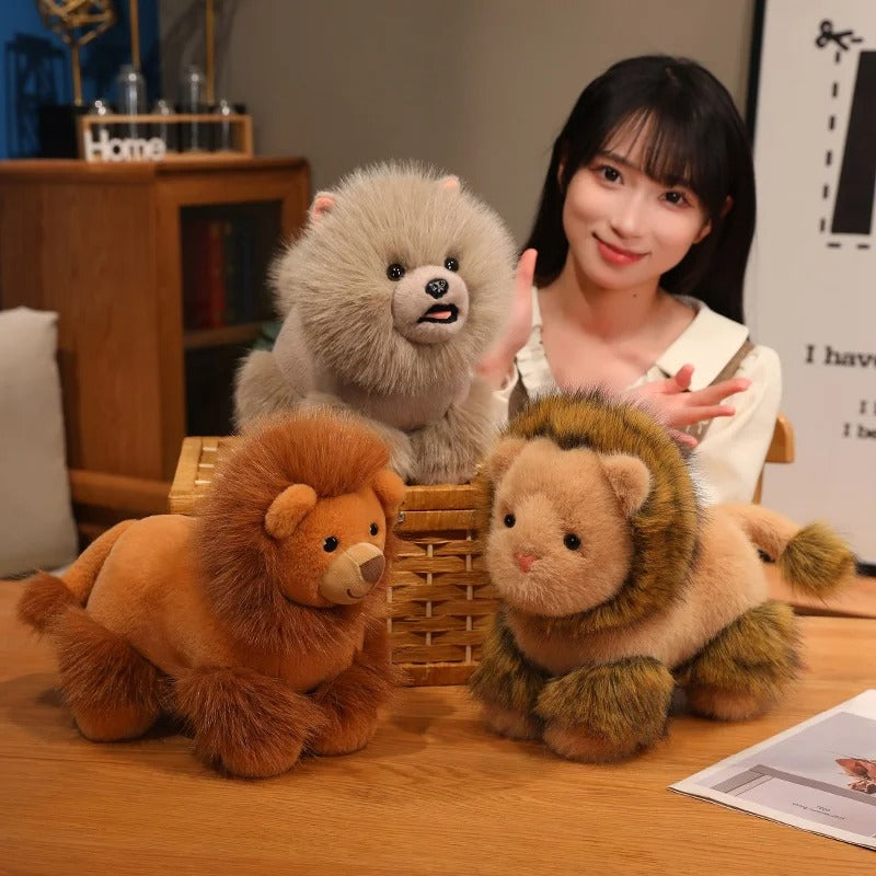 Lifelike Standing Animal Plush Toy – Dog & Lion Stuffed Doll