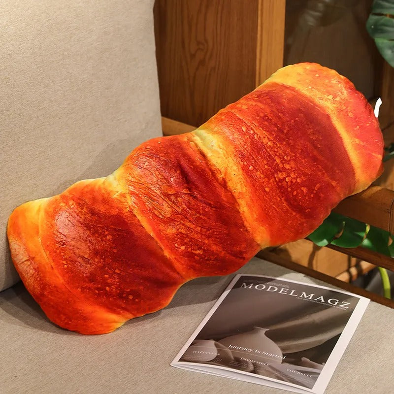 Bread Plush Pillow – Baguette, Croissant & Hotdog Styles