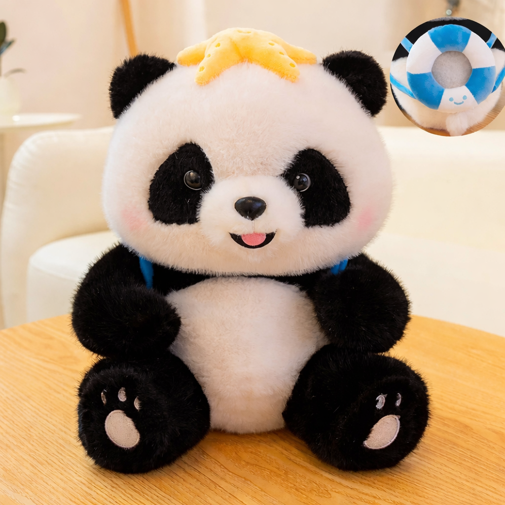 Cute Panda Plush Toy – Ice Cream & Summer Outfit (25/35cm)