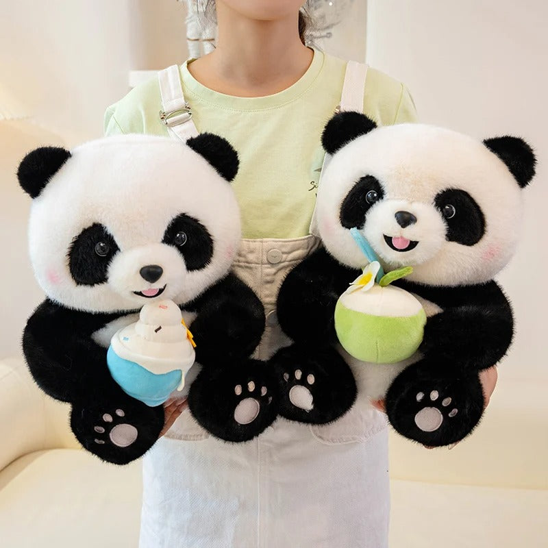 Cute Panda Plush Toy – Ice Cream & Summer Outfit (25/35cm)
