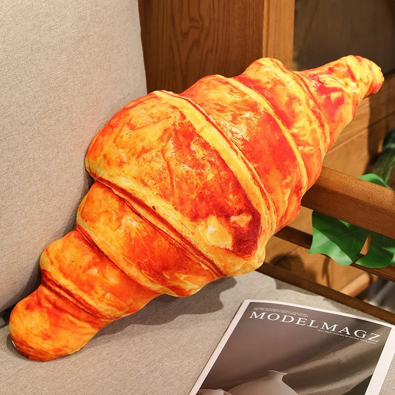 Bread Plush Pillow – Baguette, Croissant & Hotdog Styles