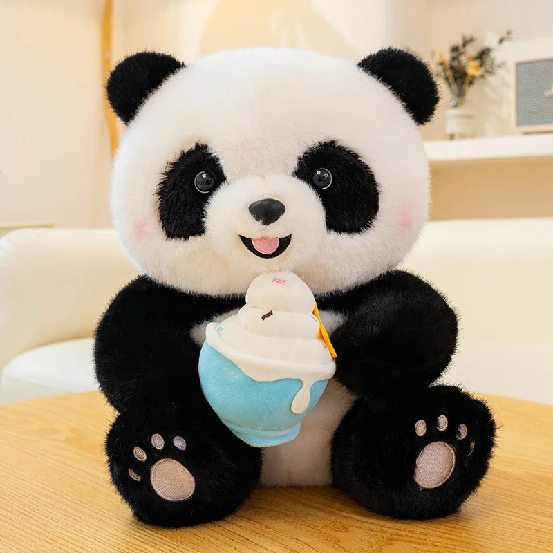 Cute Panda Plush Toy – Ice Cream & Summer Outfit (25/35cm)