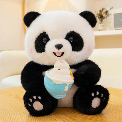 Cute Panda Plush Toy – Ice Cream & Summer Outfit (25/35cm)